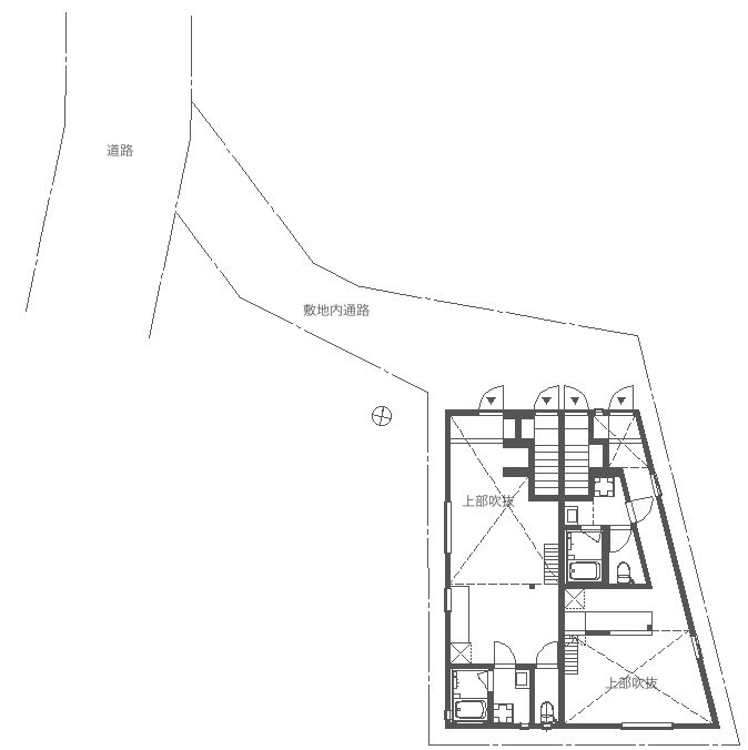 杉並の旗竿地ロフト付賃貸木造アパート-配置図
