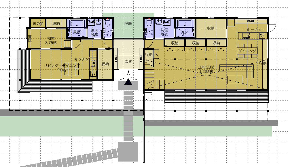 二世帯住宅の上下左右分離間取りプラン比較検討設計図 北島建築設計事務所